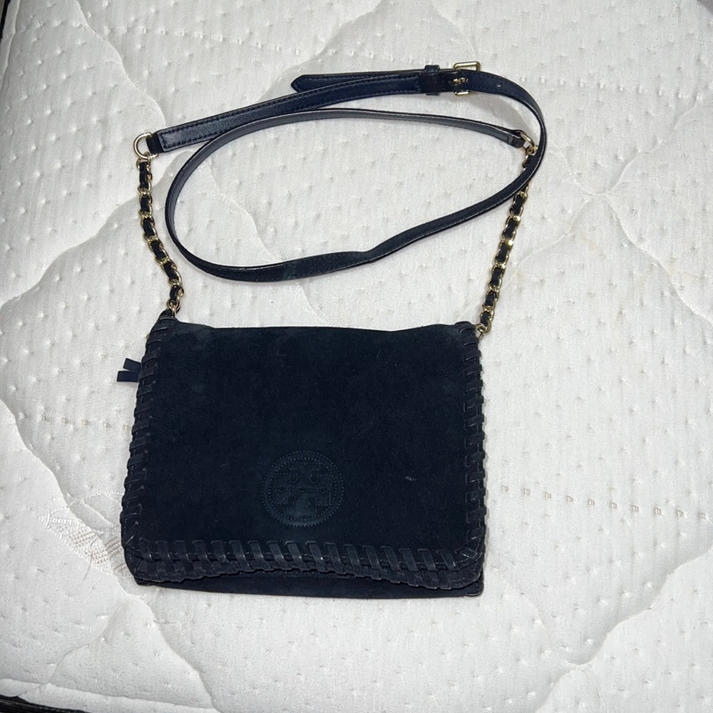 Tory Burch suede navy blue cross body